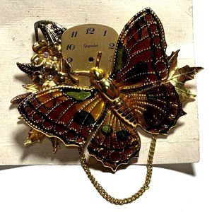 Vintage Handmade Upcycled Butterfly Lapel Pin Brooch